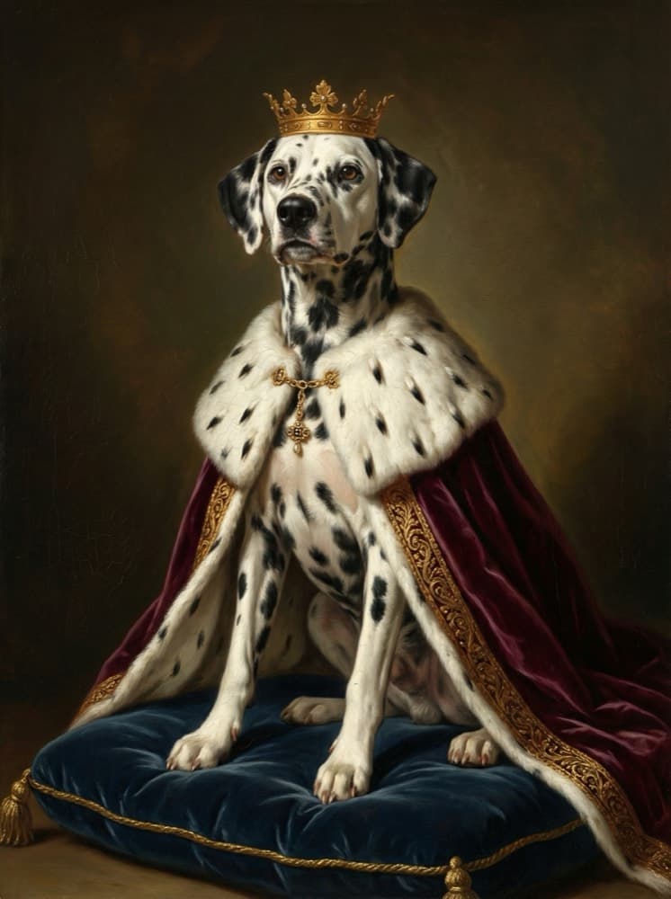 Portret pieska w stylu królewskim