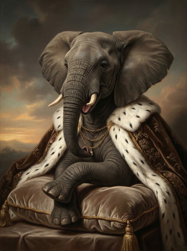 Portret słonia w stylu królewskim
